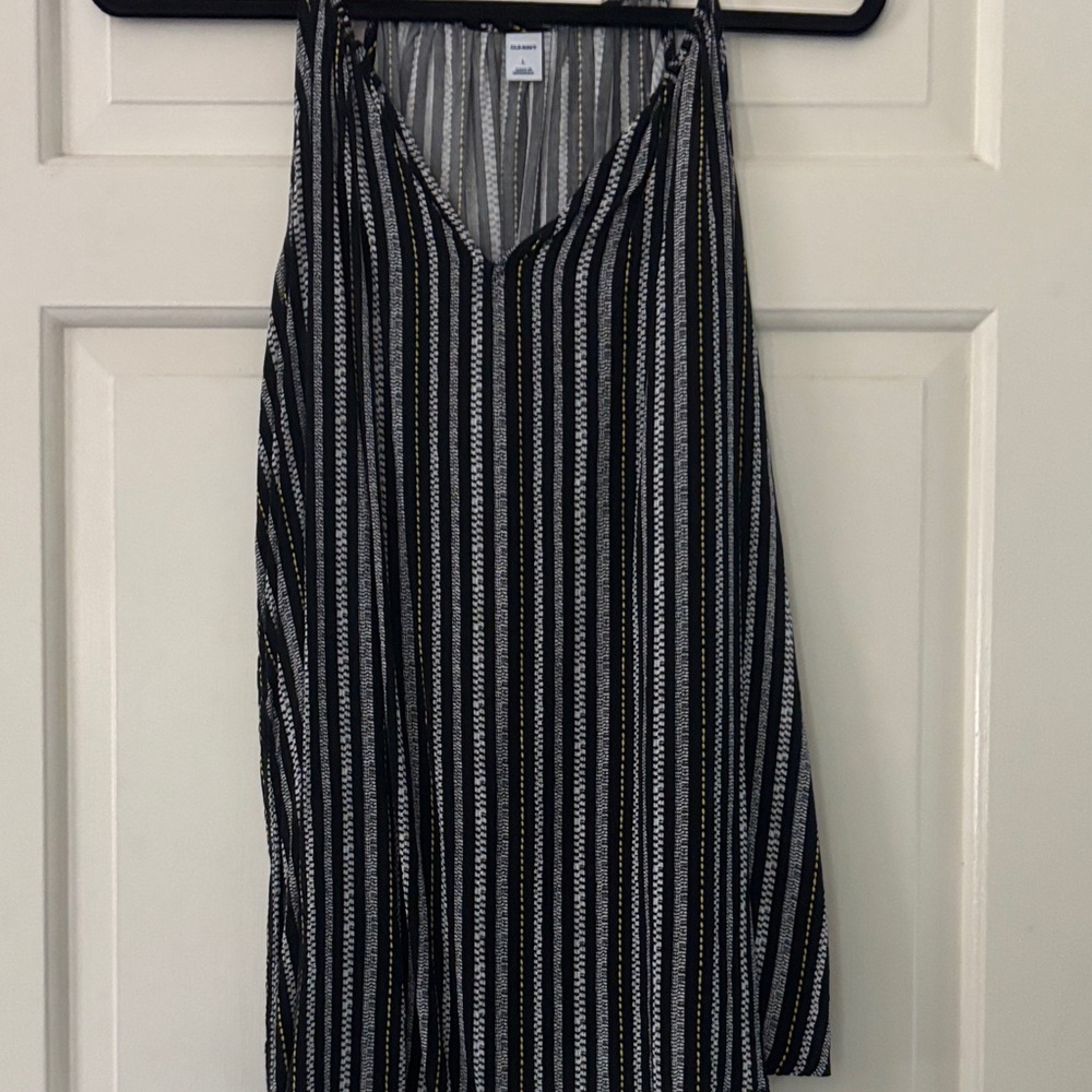 Black and White Striped Sleeveless Top